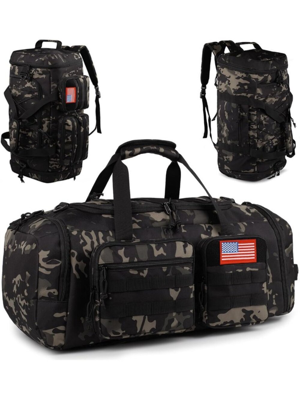 50L Large Tactical Gym Duffle Bag - Versatile 3-in-1 Sports Travel Bag